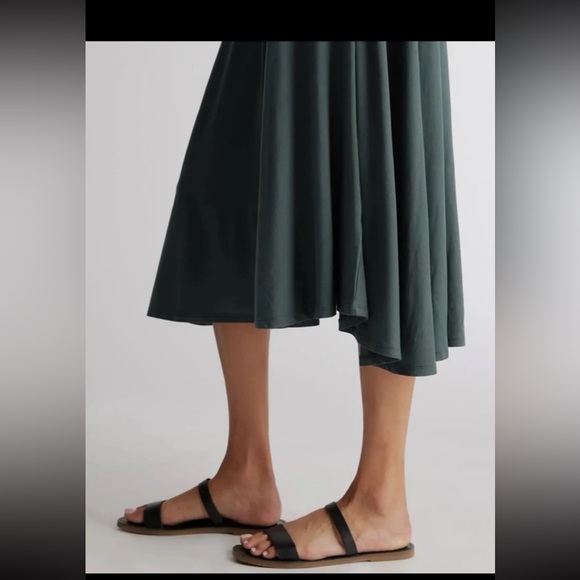 NWT QUINCE Tencel Jersey Fit & Flare Dress in Dark Olive
 size Small - Picture 7 of 12